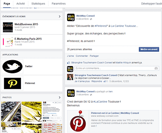 Application Pinterest sur une Page Facebook