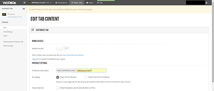 Complétez l'URL de votre compte Pinterest