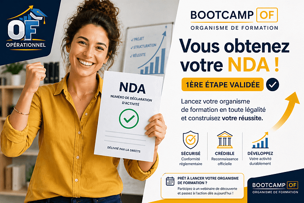 Obtention du numéro NDA pour organisme de formation avec Bootcamp OF