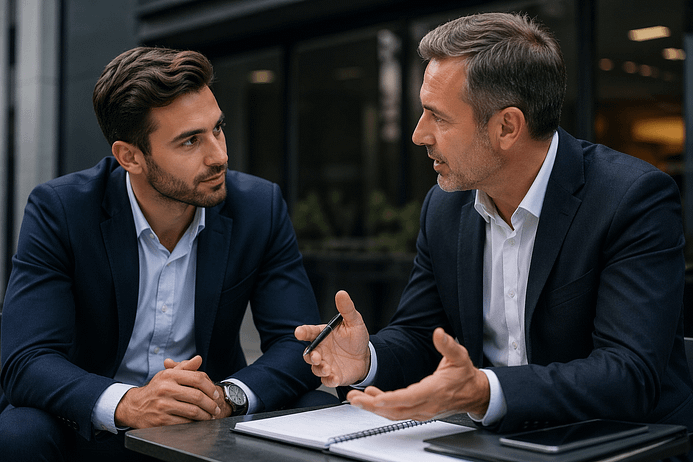 Coaching commercial sur le terrain avec débrief après entretien de vente